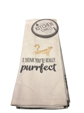 Sleeping Partners Set of 2 Cat Kitchen Towels Really Purrfect